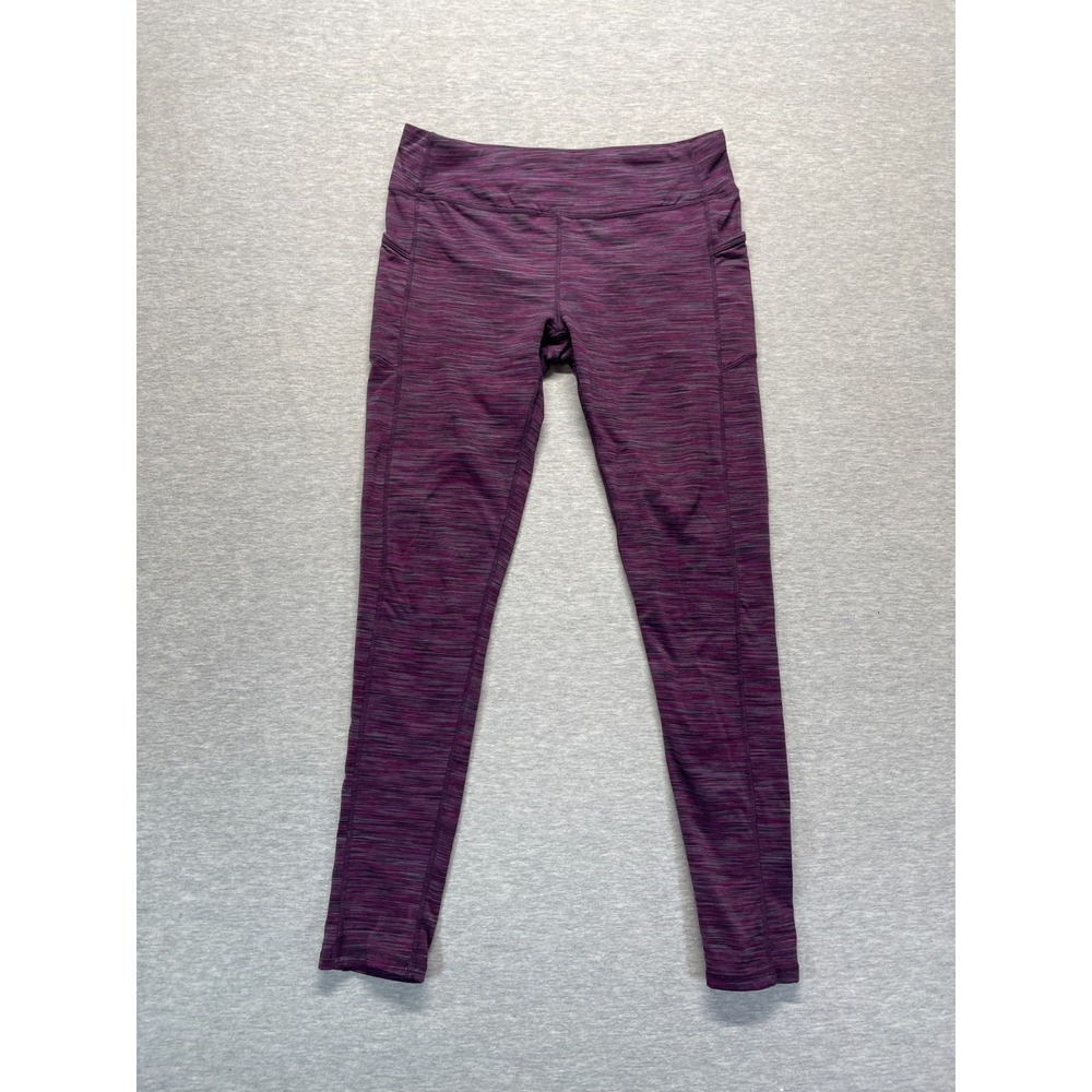 Kyodan Ankle Leggings Womens L Purple Space Dye Moisture Wicking Yoga Running